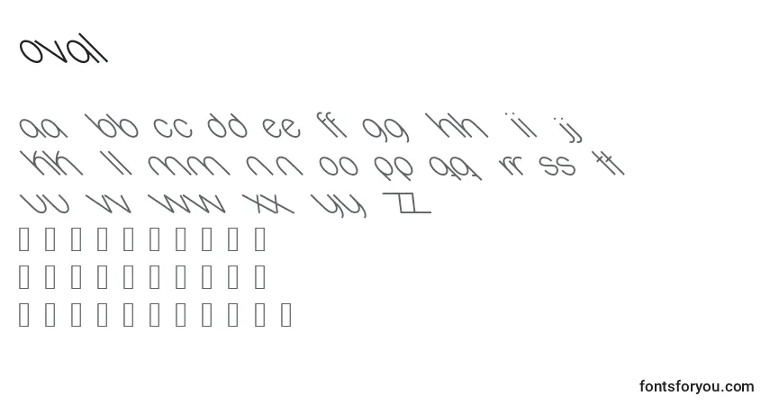 A fonte Oval (136348) – alfabeto, números, caracteres especiais