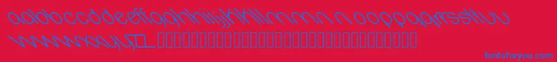 Oval-Schriftart – Blaue Schriften auf rotem Hintergrund