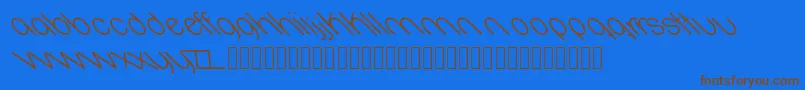 Oval-Schriftart – Braune Schriften auf blauem Hintergrund