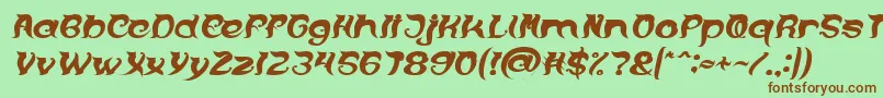 Fonte OVER THE MOUNTAIN Bold Italic – fontes marrons em um fundo verde