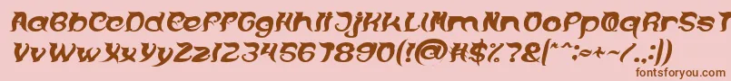 Fonte OVER THE MOUNTAIN Bold Italic – fontes marrons em um fundo rosa