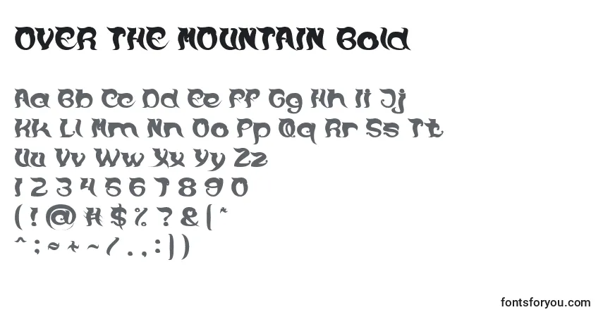 Шрифт OVER THE MOUNTAIN Bold – алфавит, цифры, специальные символы