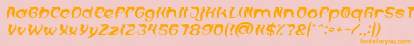OVER THE MOUNTAIN Italic Font – Orange Fonts on Pink Background