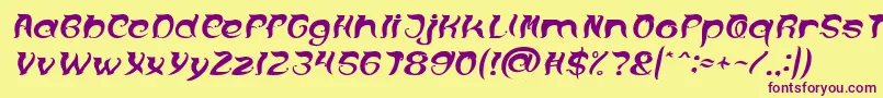 Шрифт OVER THE MOUNTAIN Italic – фиолетовые шрифты на жёлтом фоне