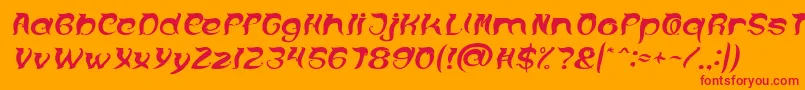 OVER THE MOUNTAIN Italic Font – Red Fonts on Orange Background