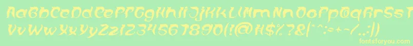 OVER THE MOUNTAIN Italic Font – Yellow Fonts on Green Background
