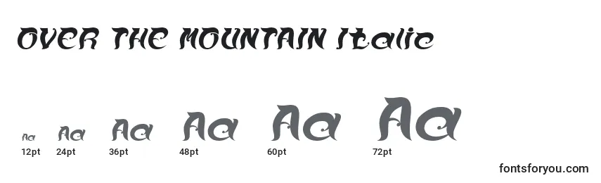 Размеры шрифта OVER THE MOUNTAIN Italic