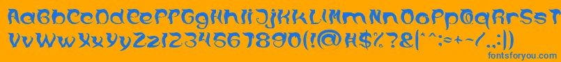 フォントOVER THE MOUNTAIN – オレンジの背景に青い文字