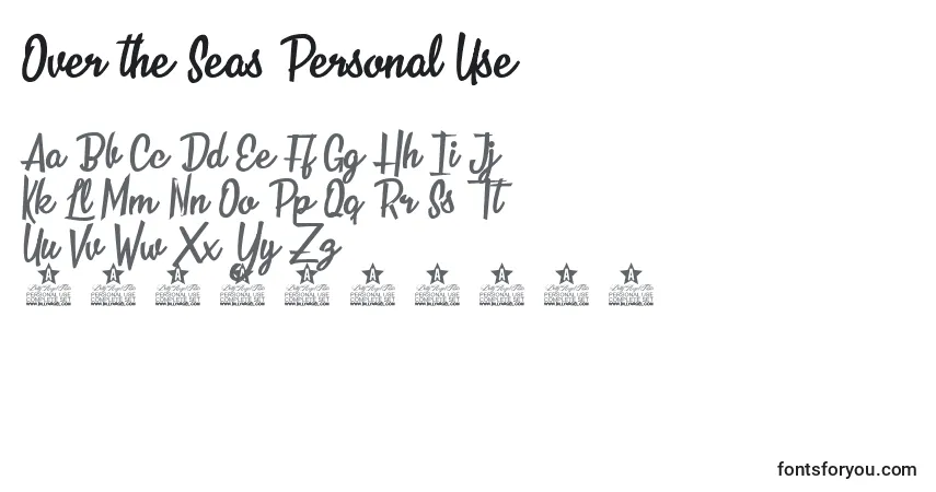Schriftart Over the Seas Personal Use – Alphabet, Zahlen, spezielle Symbole