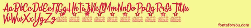 Over the Seas Personal Use Font – Red Fonts on Yellow Background