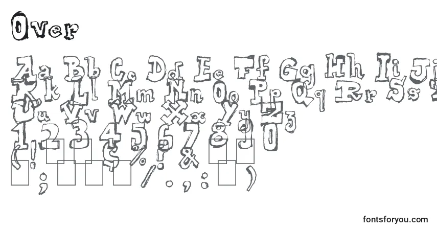 Schriftart Over – Alphabet, Zahlen, spezielle Symbole