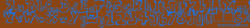 Over-Schriftart – Blaue Schriften auf braunem Hintergrund