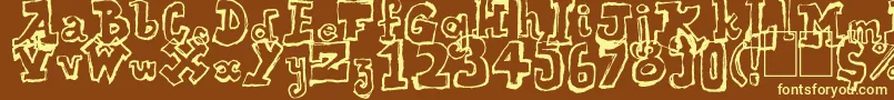 Over-fontti – keltaiset fontit ruskealla taustalla
