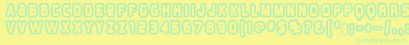 overload burn Font – Green Fonts on Yellow Background