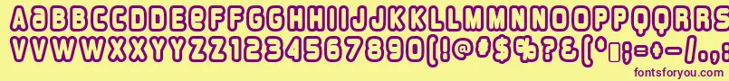 overload burn Font – Purple Fonts on Yellow Background