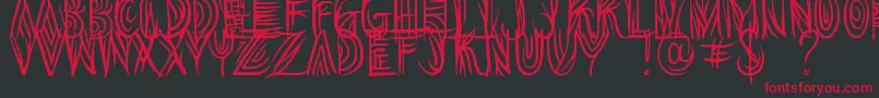 フォントOverthink Demo – 黒い背景に赤い文字