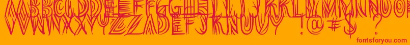 Overthink Demo Font – Red Fonts on Orange Background