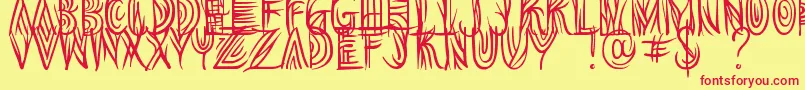 Overthink Demo Font – Red Fonts on Yellow Background