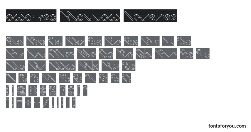 A fonte Owaikeo Hollow Inverse – alfabeto, números, caracteres especiais