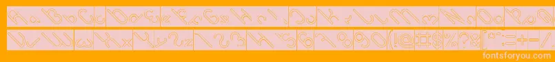 owaikeo Hollow Inverse-Schriftart – Rosa Schriften auf orangefarbenem Hintergrund