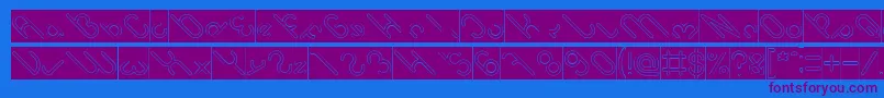 owaikeo Hollow Inverse-Schriftart – Violette Schriften auf blauem Hintergrund