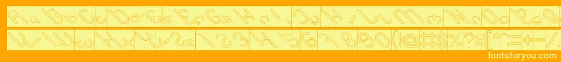 owaikeo Hollow Inverse-Schriftart – Gelbe Schriften auf orangefarbenem Hintergrund