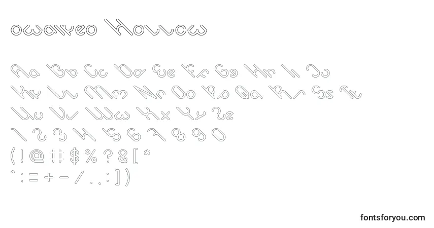 Schriftart Owaikeo Hollow – Alphabet, Zahlen, spezielle Symbole