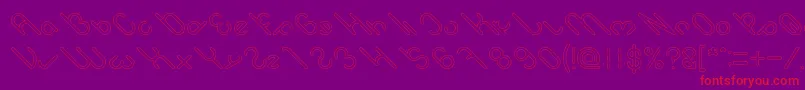 owaikeo Hollow-Schriftart – Rote Schriften auf violettem Hintergrund