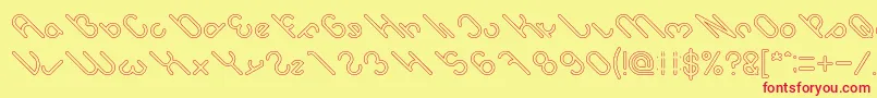 owaikeo Hollow-Schriftart – Rote Schriften auf gelbem Hintergrund