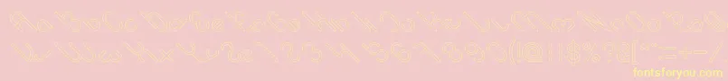 owaikeo Hollow-Schriftart – Gelbe Schriften auf rosa Hintergrund