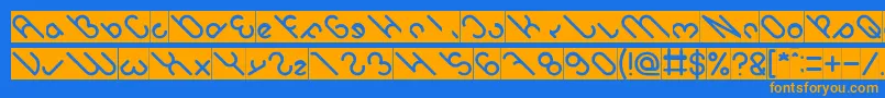 owaikeo Inverse-Schriftart – Orangefarbene Schriften auf blauem Hintergrund