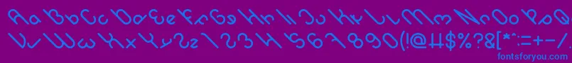 owaikeo-Schriftart – Blaue Schriften auf violettem Hintergrund