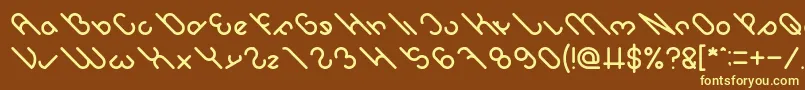 owaikeo-Schriftart – Gelbe Schriften auf braunem Hintergrund