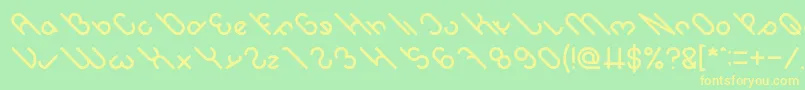 owaikeo-fontti – keltaiset fontit vihreällä taustalla