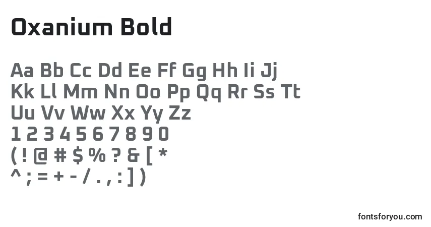 Schriftart Oxanium Bold – Alphabet, Zahlen, spezielle Symbole
