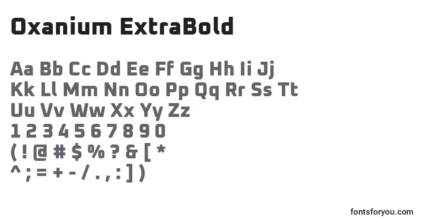 A fonte Oxanium ExtraBold – alfabeto, números, caracteres especiais
