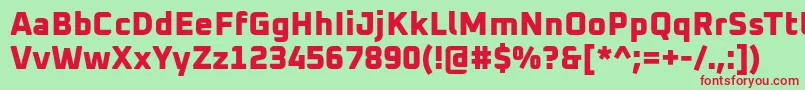 フォントOxanium ExtraBold – 赤い文字の緑の背景