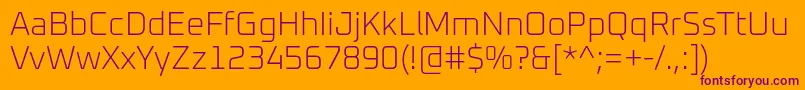 Czcionka Oxanium ExtraLight – fioletowe czcionki na pomarańczowym tle