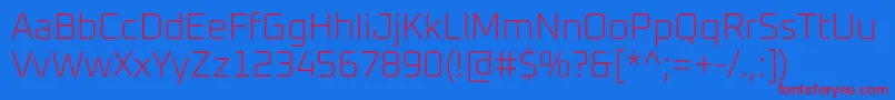 Czcionka Oxanium ExtraLight – czerwone czcionki na niebieskim tle