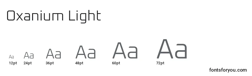 Rozmiary czcionki Oxanium Light