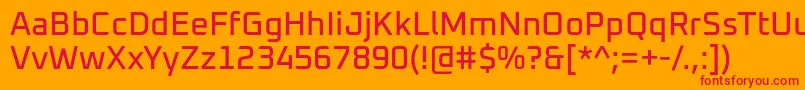 Oxanium Medium-Schriftart – Rote Schriften auf orangefarbenem Hintergrund