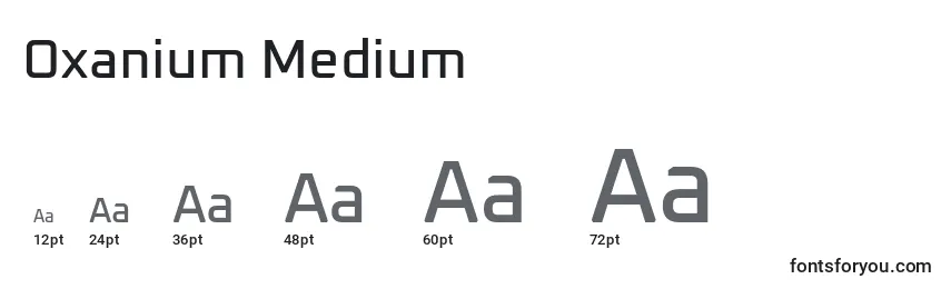 Größen der Schriftart Oxanium Medium