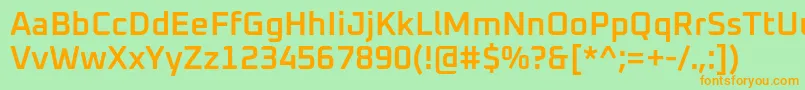 フォントOxanium SemiBold – オレンジの文字が緑の背景にあります。