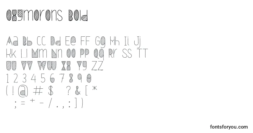 Schriftart Oxymorons Bold – Alphabet, Zahlen, spezielle Symbole