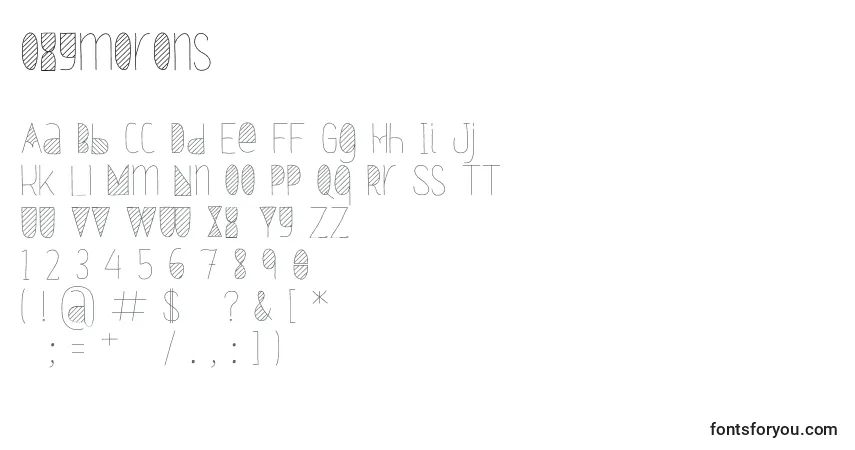 Czcionka Oxymorons – alfabet, cyfry, specjalne znaki