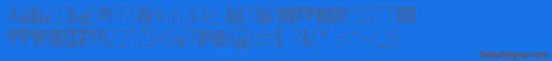 フォントOxymorons – 茶色の文字が青い背景にあります。