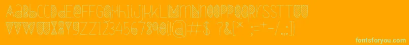 Oxymorons-Schriftart – Grüne Schriften auf orangefarbenem Hintergrund