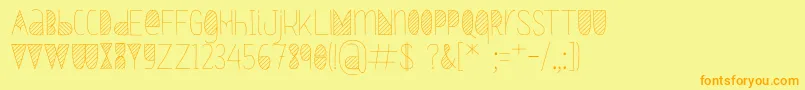 Oxymorons-Schriftart – Orangefarbene Schriften auf gelbem Hintergrund