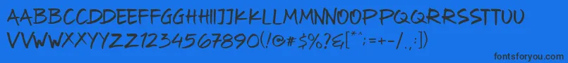 Oyget-Schriftart – Schwarze Schriften auf blauem Hintergrund