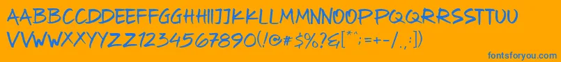 Oyget Font – Blue Fonts on Orange Background
